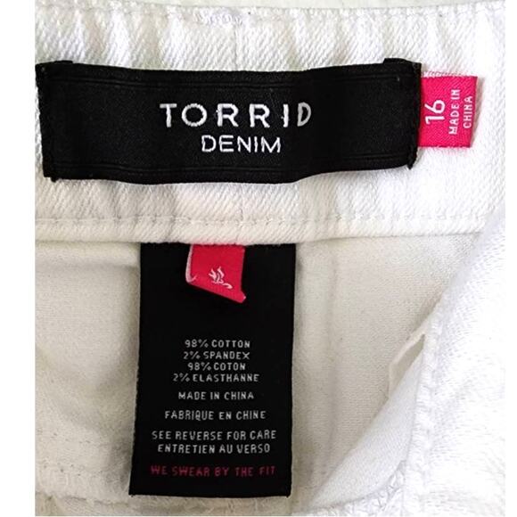 Torrid Distressed Cut Off Raw Hem Denim Jean White Shorts Plus 16 - Picture 4 of 6